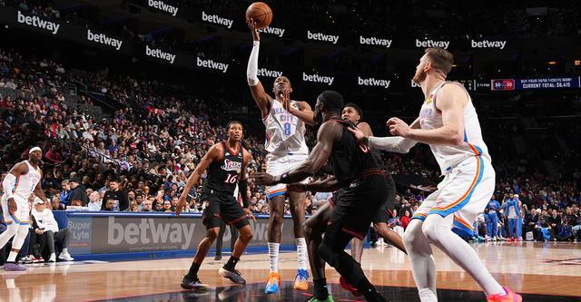 雷霆客场大胜76人豪取12连胜 杰伦复出贡献18+4+